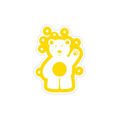 Kağıt etiket beyaz arka planda Kuzey ayı