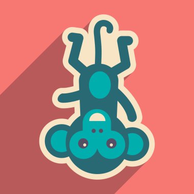 uzun gölge komik maymun ile düz simgesi