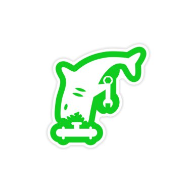 Beyaz arka plan köpekbalığı tesisatçı bulunan şık kağıt etiket