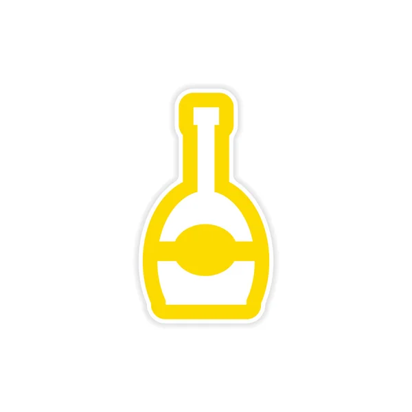 Autocollant papier sur fond blanc bouteille de champagne — Image vectorielle