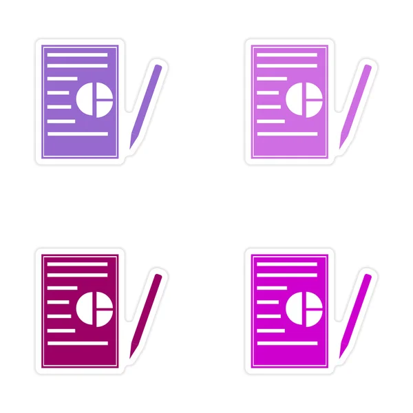 Set of stylish sticker on paper business papers and pen — Stock Vector