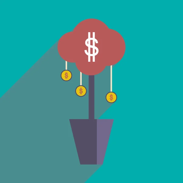 Design plano ícone de ilustração vetorial moderno Árvore do dinheiro — Vetor de Stock