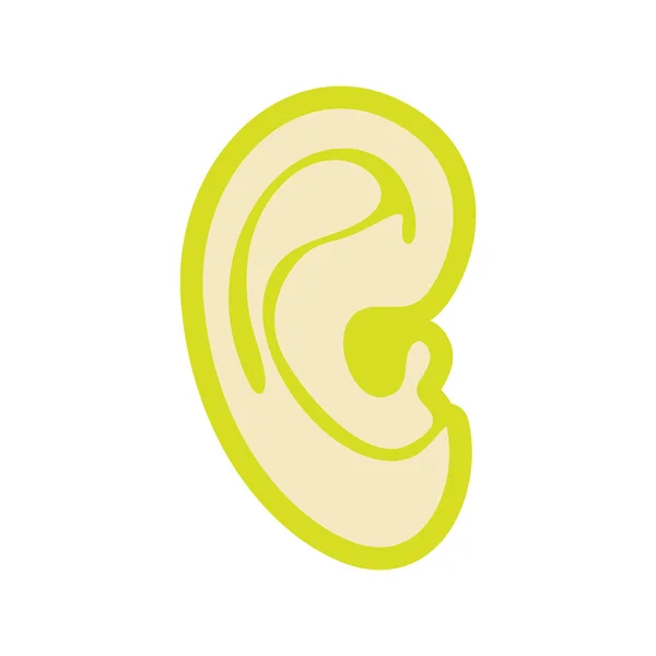 Icon of human ear in flat style — Stock Vector