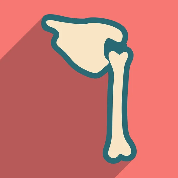 Flache Ikone mit langem menschlichen Knochen — Stockvektor
