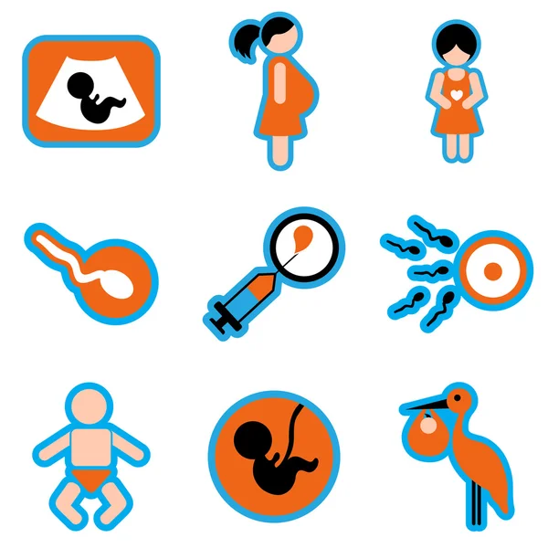 Uzun gölge gebelik ile düz Icons set