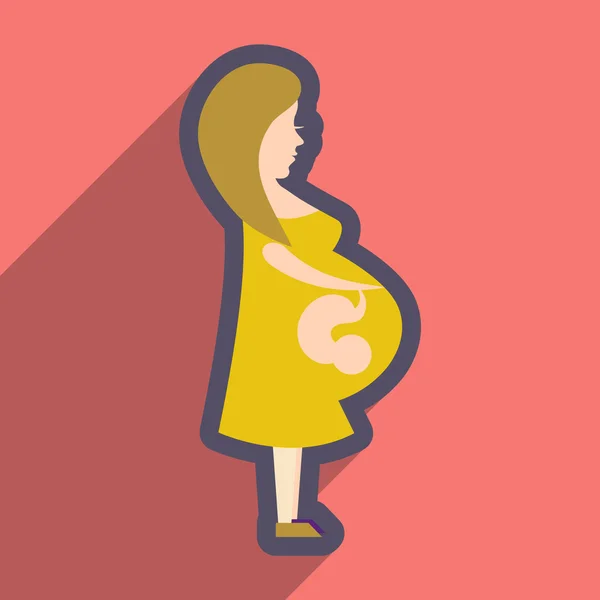 Icône plate avec ombre longue enceinte Fille — Image vectorielle