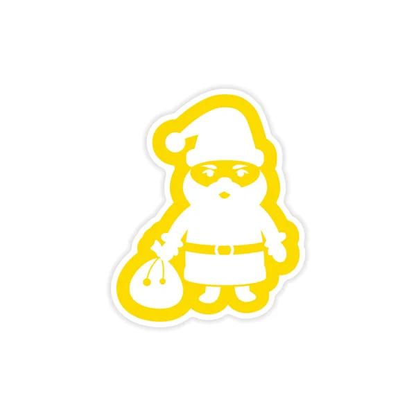 Pegatina de papel sobre fondo blanco Santa Claus — Vector de stock