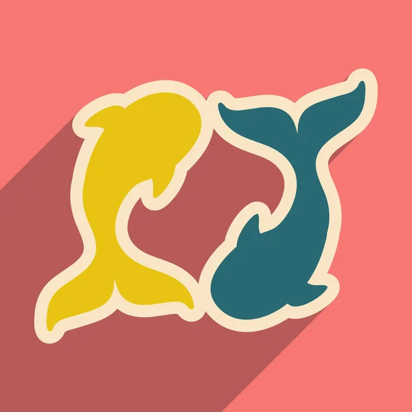 flat icon with long shadow whales couple