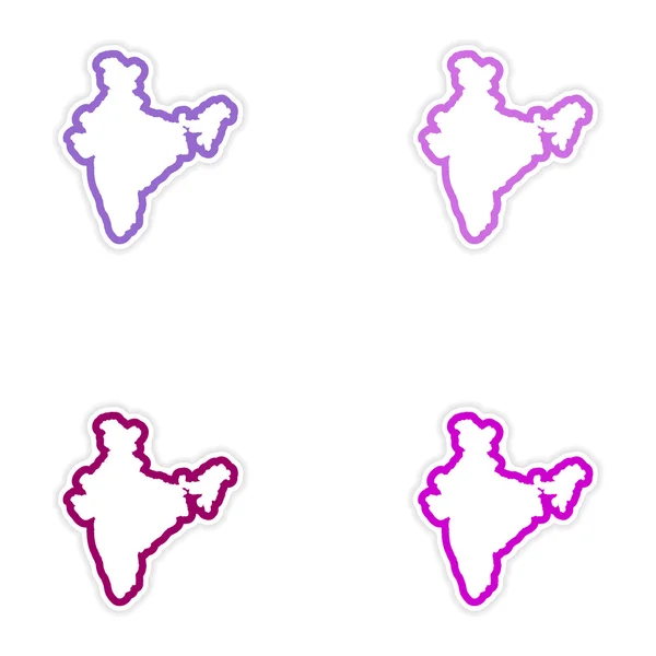 Sada samolepek indické mapy na bílém pozadí — Stockový vektor