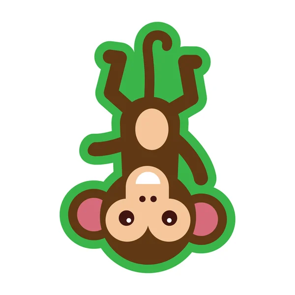 Flat icon with long shadow funny monkey — Stock Vector