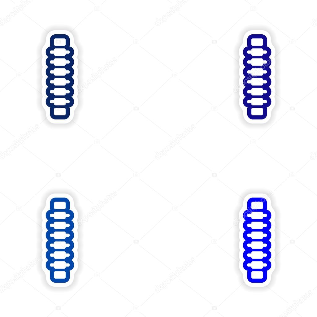 Set paper stickers on white background human spine