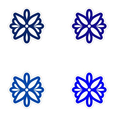 Kağıt etiketleri beyaz zemin üzerine Arapça çiçek ayarla