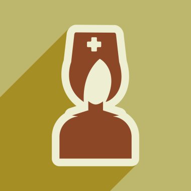 Uzun Gölge doktor hemşire ile düz simgesi