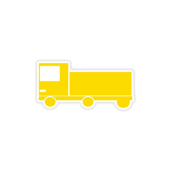 Icon matrica reális tervezés a papír autó cargo logistics — Stock Vector