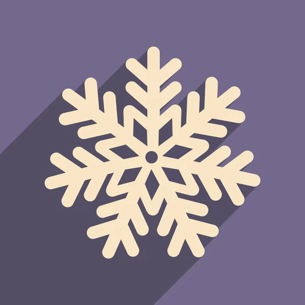 Uzun gölge Noel kar tanesi ile düz simgesi — Stok Vektör