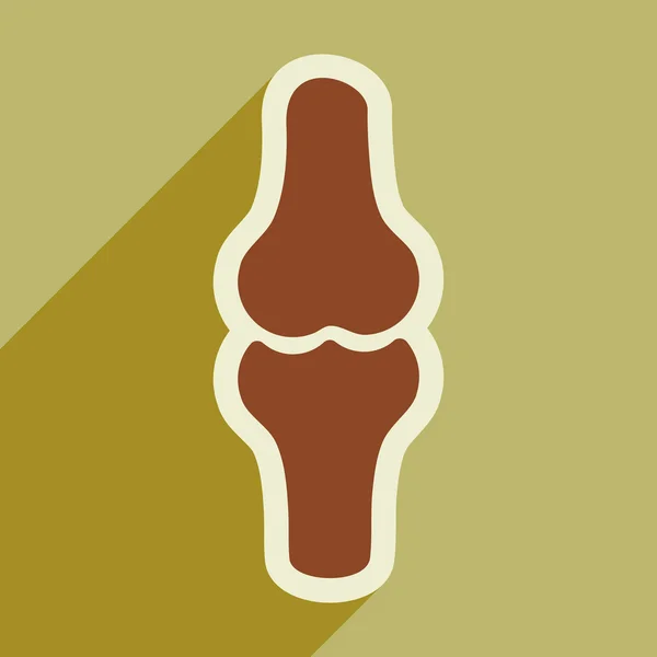 Icono plano con hueso humano de sombra larga — Vector de stock
