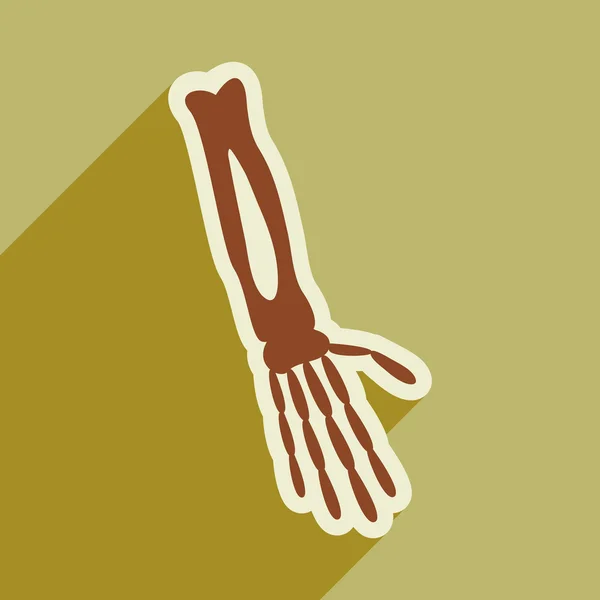 Flat icon with long shadow bones of human hand — Stock Vector