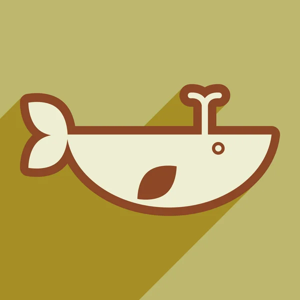 flat icon with long shadow whale fountain