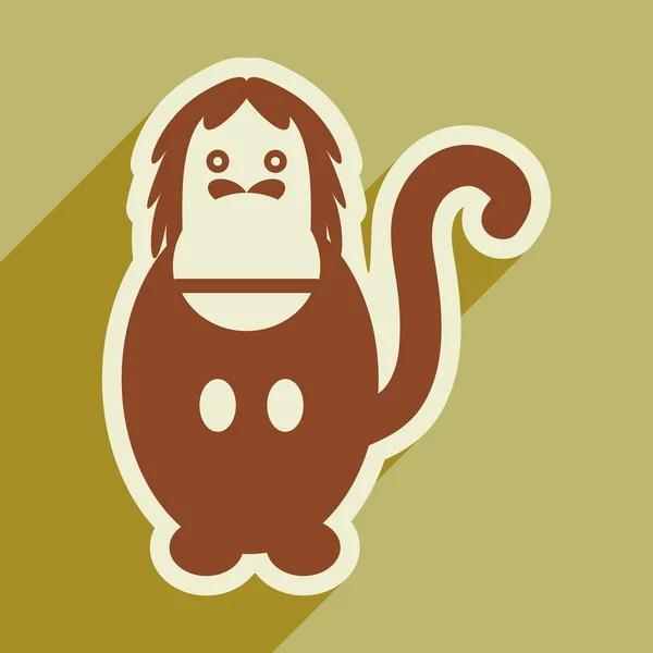 Flat icon with long shadow happy monkey — Stock Vector