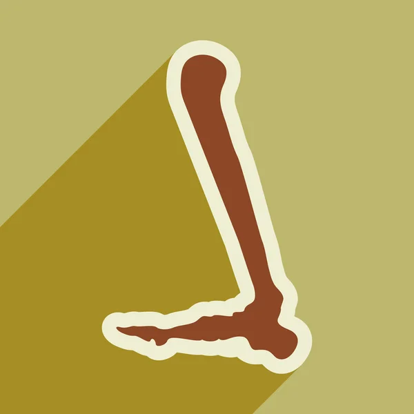 Flache Ikone mit langem Schatten menschlicher Beinknochen — Stockvektor