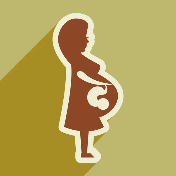 Icône plate avec ombre longue enceinte Fille — Image vectorielle