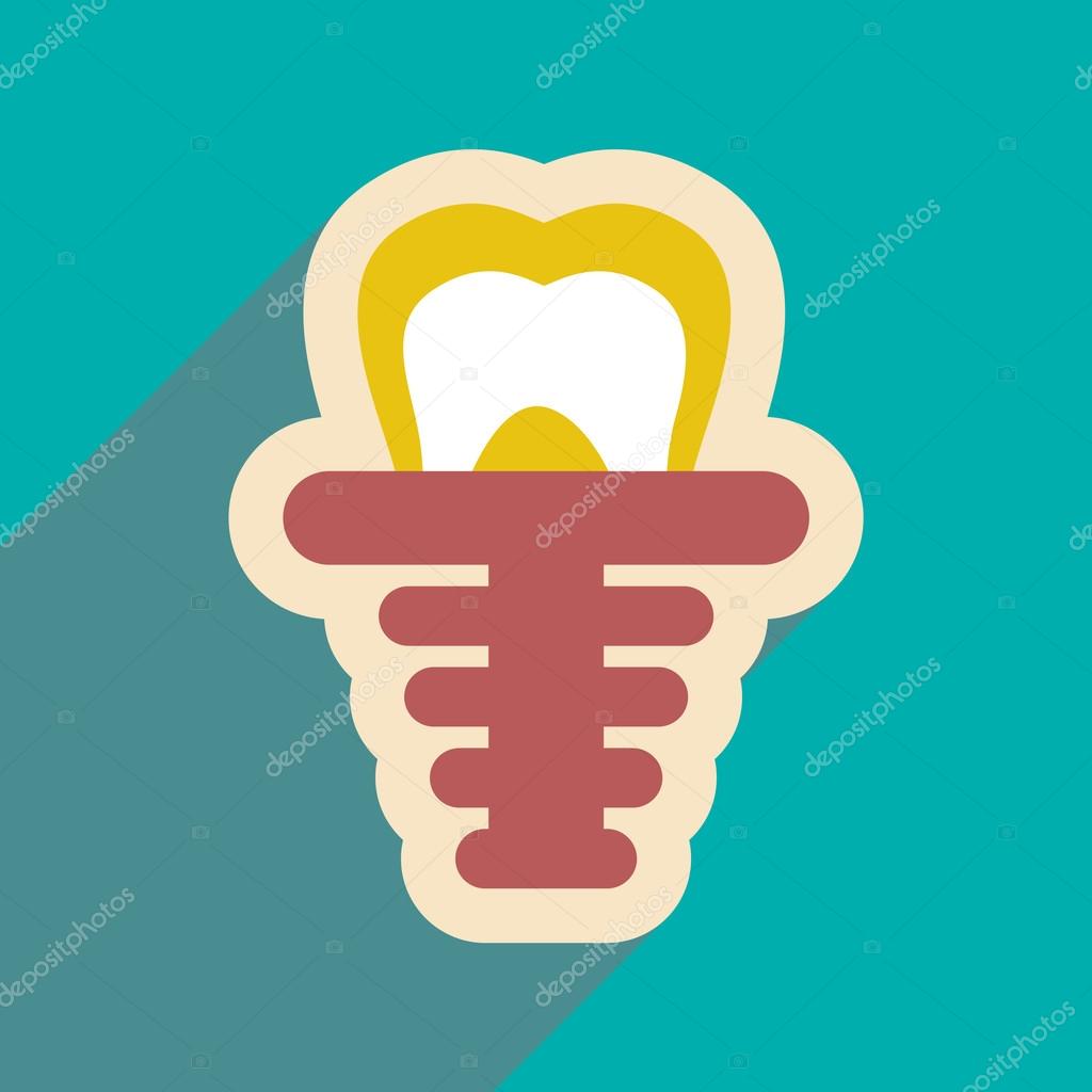 Icon of artificial tooth in flat style