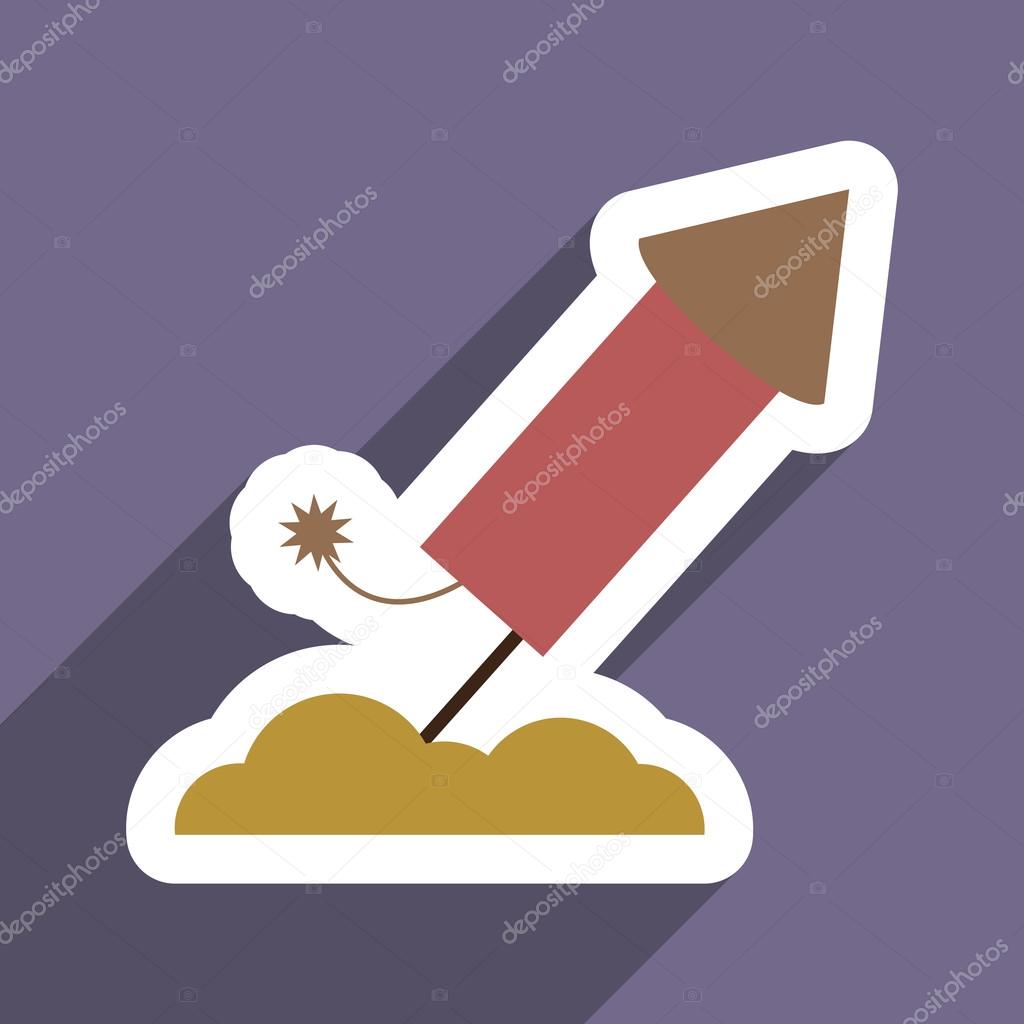 flat icon with long shadow rocket fireworks