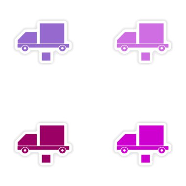 derleme gerçekçi etiket tasarım kağıt teslim kutusu kamyon