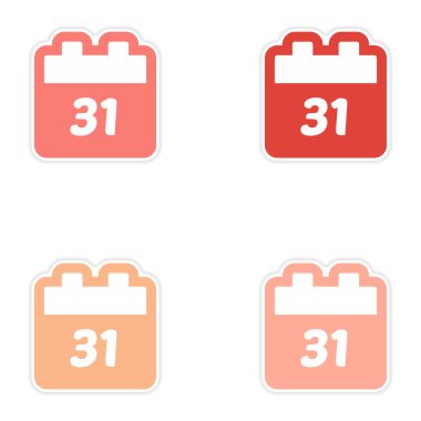 Set oof kağıt etiket beyaz arka plan takviminde 31 Aralık