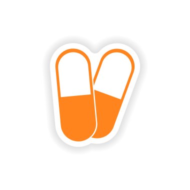 Kağıt hapları simgesi etiket gerçekçi tasarım