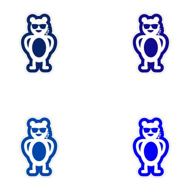 Beyaz arka plan ayı güvenlik kağıt çıkartmaları kümesi