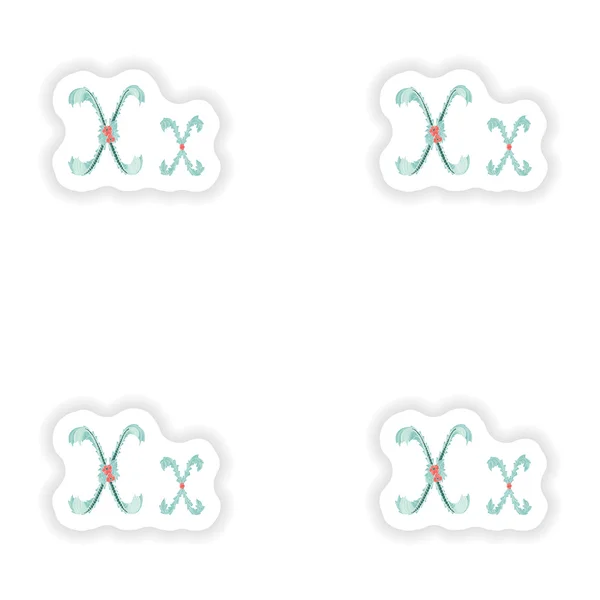 Stiker abstracte letter X logo pictogram in blauwe tropische stijl — Stockvector
