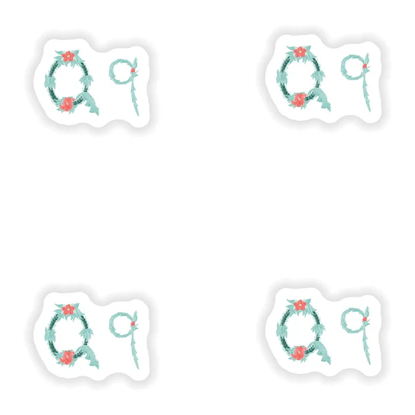 ブルーのトロピカル スタイルの stiker Q の抽象文字ロゴのアイコン — ストックベクタ
