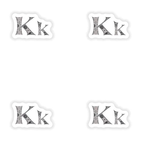 Autocollants d'assemblage Low poly lettre K en polygone mosaïque grise — Image vectorielle