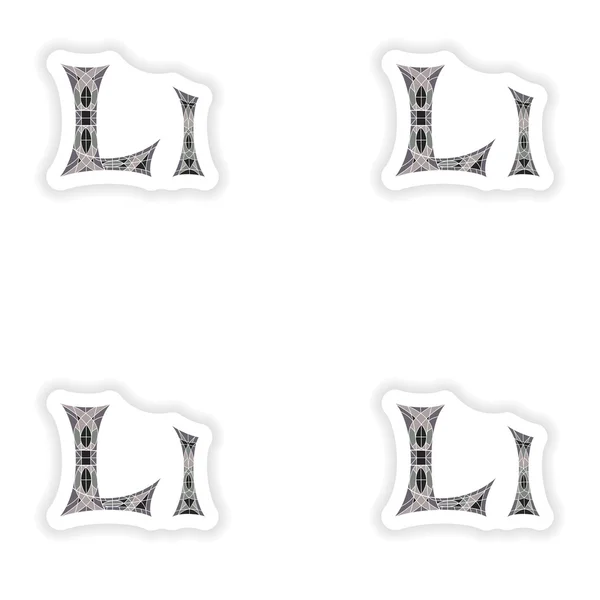 在灰色的马赛克多边形的大会贴纸低聚字母 L — 图库矢量图片