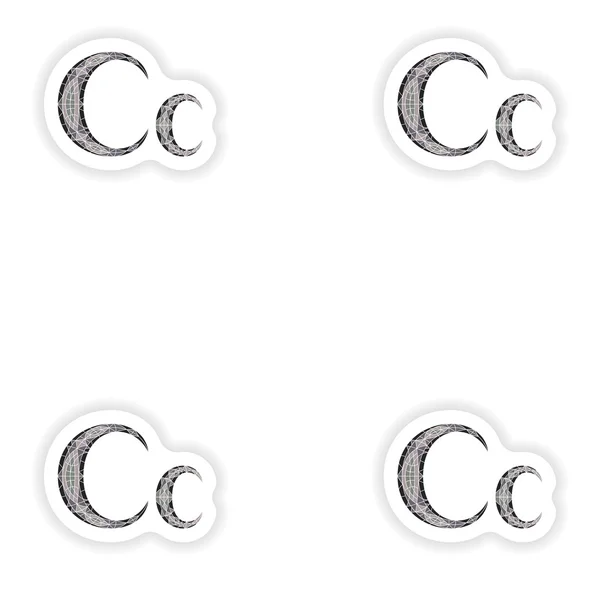 Autocollants d'assemblage Low poly lettre C en polygone mosaïque grise — Image vectorielle