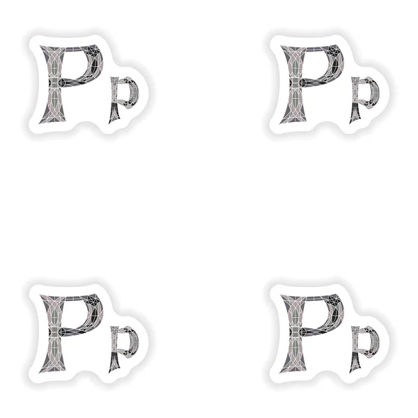 Pegatinas de montaje Baja letra poli P en el polígono de mosaico gris — Archivo Imágenes Vectoriales