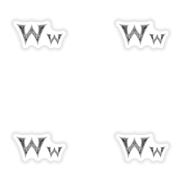 在灰色的马赛克多边形的大会贴纸低聚字母 W — 图库矢量图片