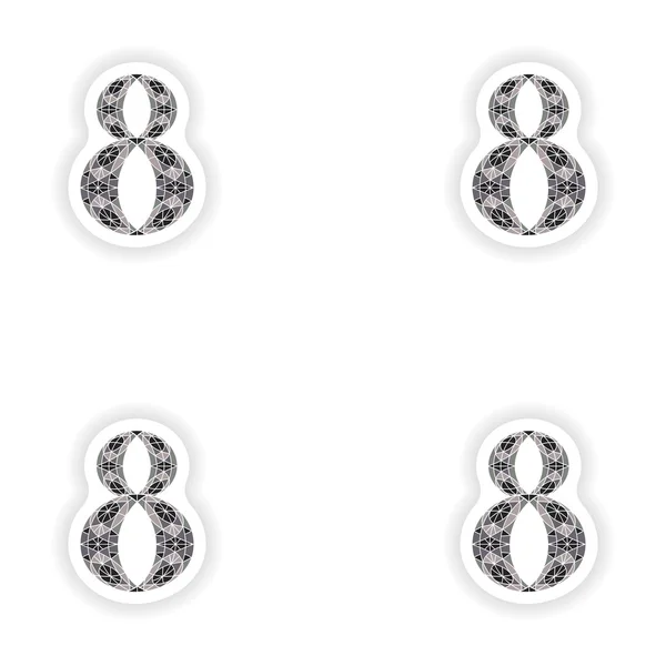 Adesivi montaggio Basso poli numero 8 in mosaico grigio poligono — Vettoriale Stock