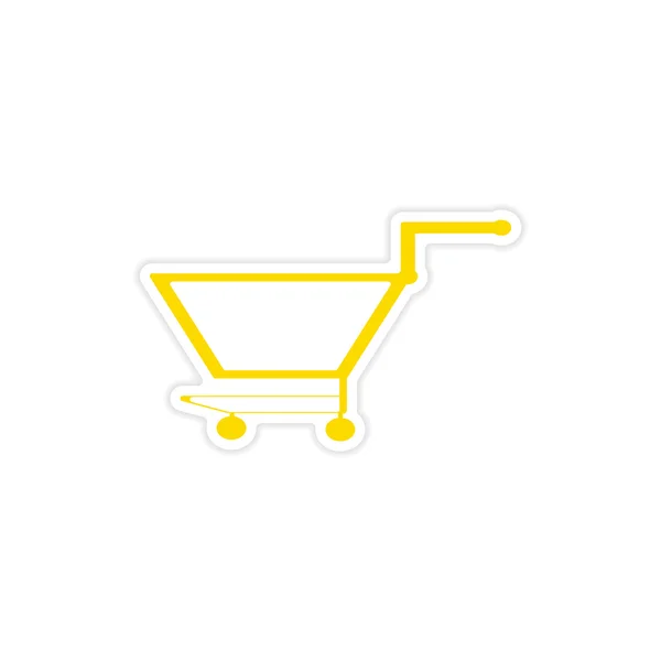 Pictogram sticker realistische ontwerp op papier trolley — Stockvector