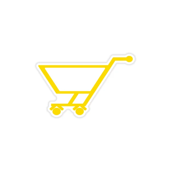 Pictogram sticker realistische ontwerp op papier trolley — Stockvector