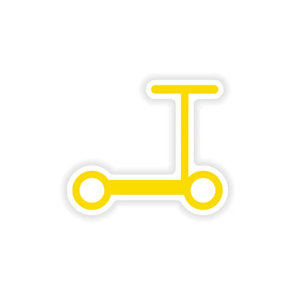 Ícone adesivo design realista em scooter de papel — Vetor de Stock