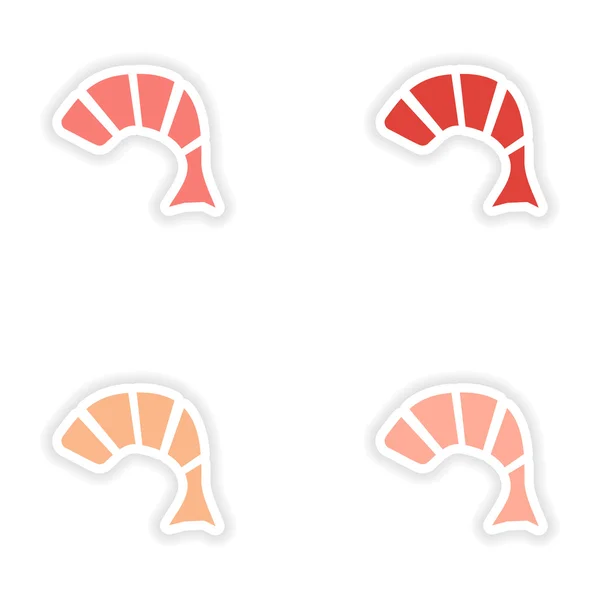 Návrh sestavy realistické nálepka na krevety tempura papíru — Stockový vektor