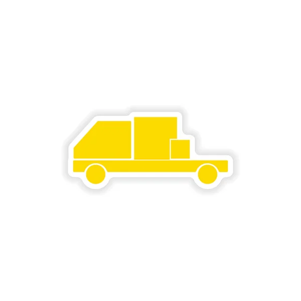 Pictogram sticker realistische ontwerp op papier auto goederenlogistiek — Stockvector