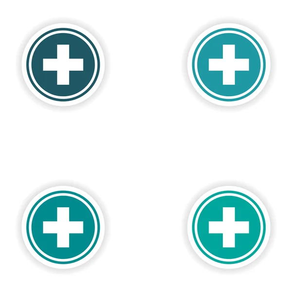 Design adesivo realistico assemblaggio su carta logo medicina — Vettoriale Stock