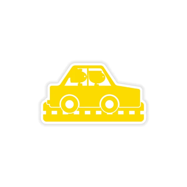 Pictogram sticker realistische ontwerp op papier auto meisjes — Stockvector