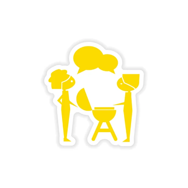 Icon sticker realistic design on paper barbecue party — Stock Vector