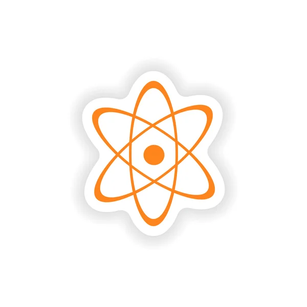 Ikona naklejki realistyczne projekt na papierze atom — Wektor stockowy