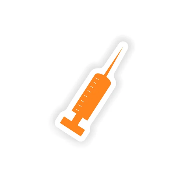 Pictogram sticker realistische ontwerp op papier injectie — Stockvector