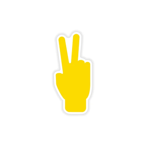 Adesivo icona design realistico sulla carta mano di pace — Vettoriale Stock